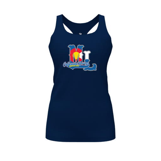 [CUS-DFW-RCBK-PER-NVY-FYS-LOGO2] Racerback Tank Top (Female Youth S, Navy, Logo 2)