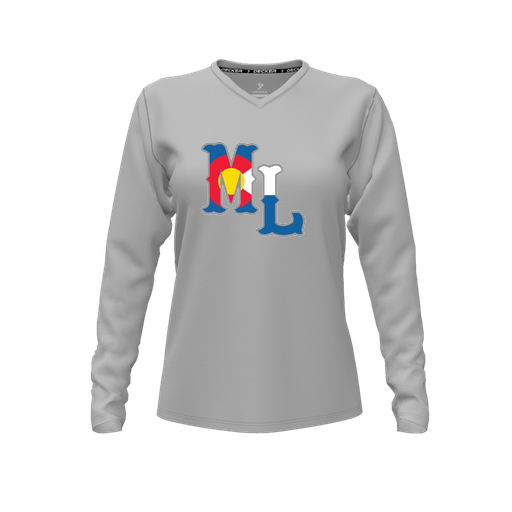 [CUS-DFW-TEES-CMF-VNK-LSL-GRY-FYXS-LOGO3] Decker Comfort T-Shirt (Female Youth XS, Gray, V Neck, Logo 3, Long Sleeve)