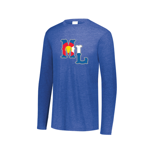 [FTLCUBRY-AXS-LOGO3] Decker Men's Tri-Blend T-Shirt - Long Sleeve (Adult XS, Royal, Logo 3)