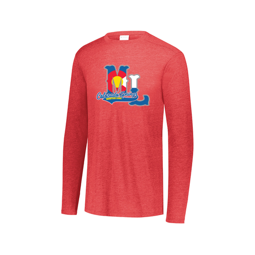 [FTLCUBRD-AXS-LOGO2] Decker Men's Tri-Blend T-Shirt - Long Sleeve (Adult XS, Red, Logo 2)