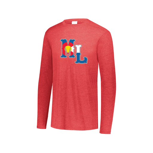 [FTLCUBRD-AXS-LOGO3] Decker Men's Tri-Blend T-Shirt - Long Sleeve (Adult XS, Red, Logo 3)